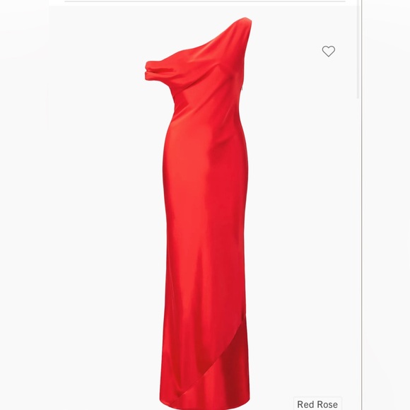 STAUD Ashanti Asymmetric Off Shoulder Red Rose Gown - Picture 14 of 14